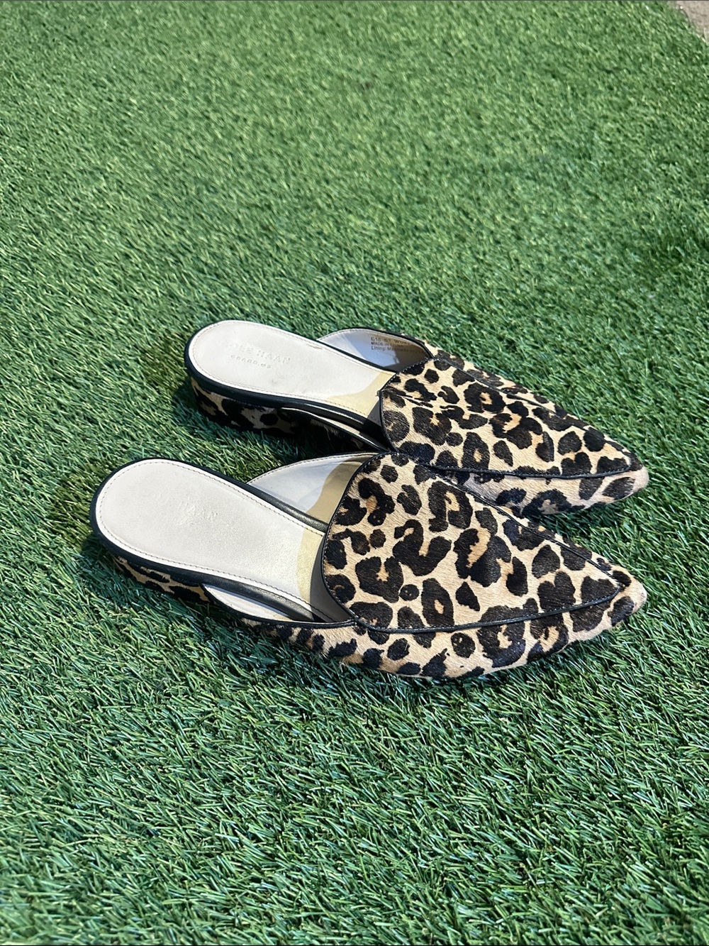 Cole Haan Leopard Print Slide Mules - Women Size 9 9B